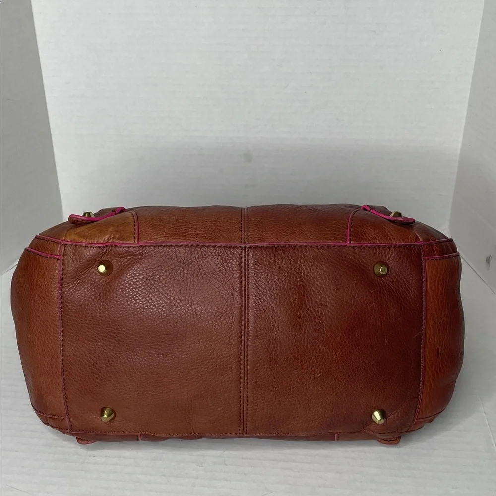 Vintage Juicy Couture tan leather pink trim hobo shoulder bag